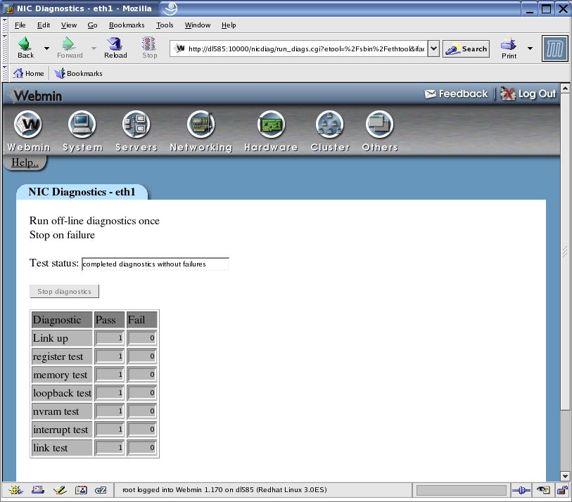 NICDiag Running Page